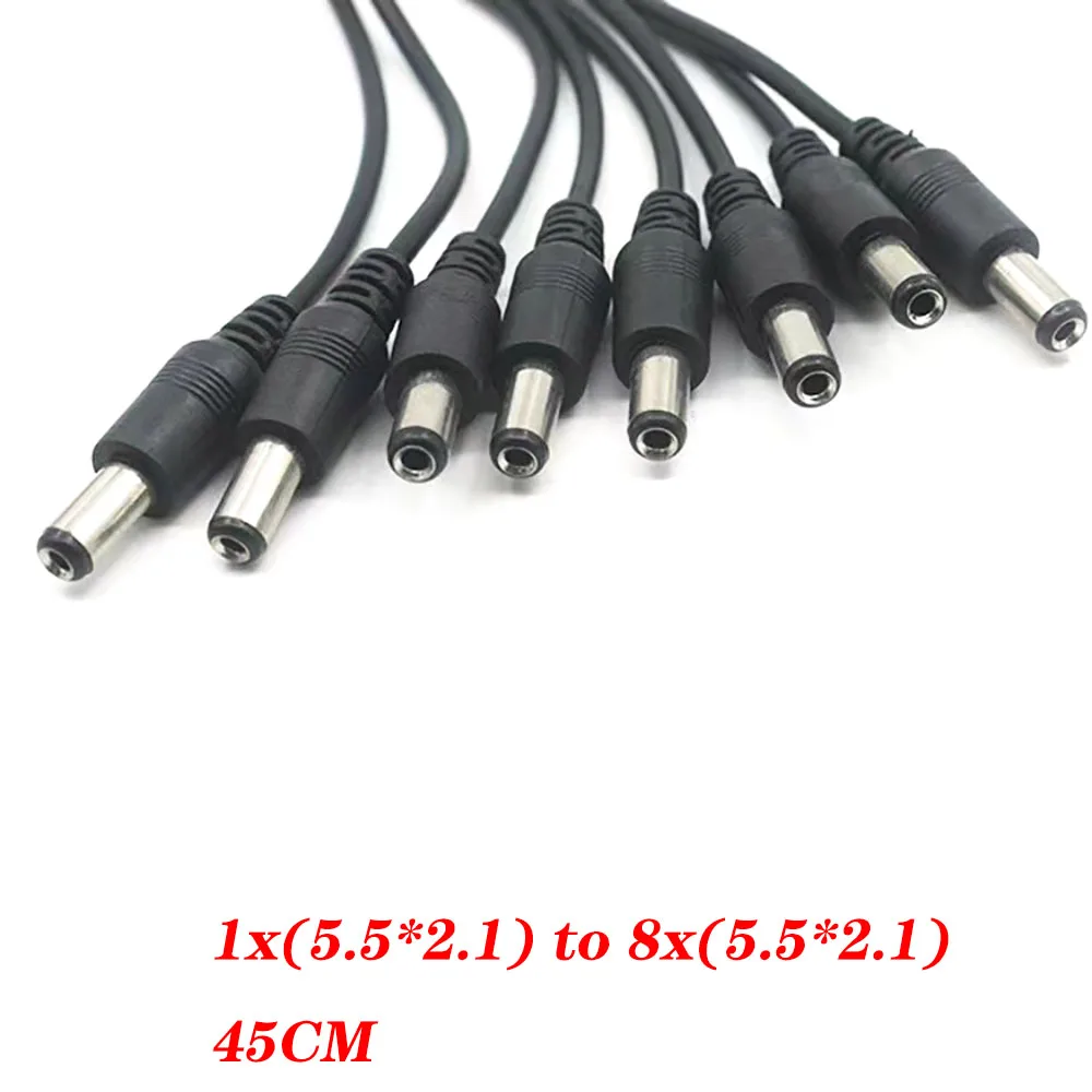 1pcs 12V DC Power Supply 1 Female to 8 Male way Splitter Plug extension Cable cord connector 5.5x2.1mm for Led strip light