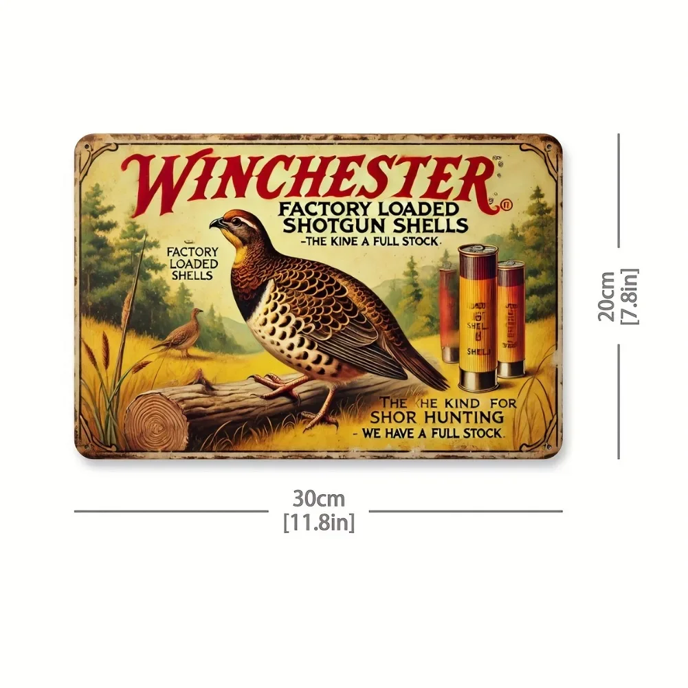Tin Sign - Vintage Durable Metal Plaque Wall Decor, Home Office Bar Man Cave Winchester Quail Hunting Shotgun Shell Retro Wall A