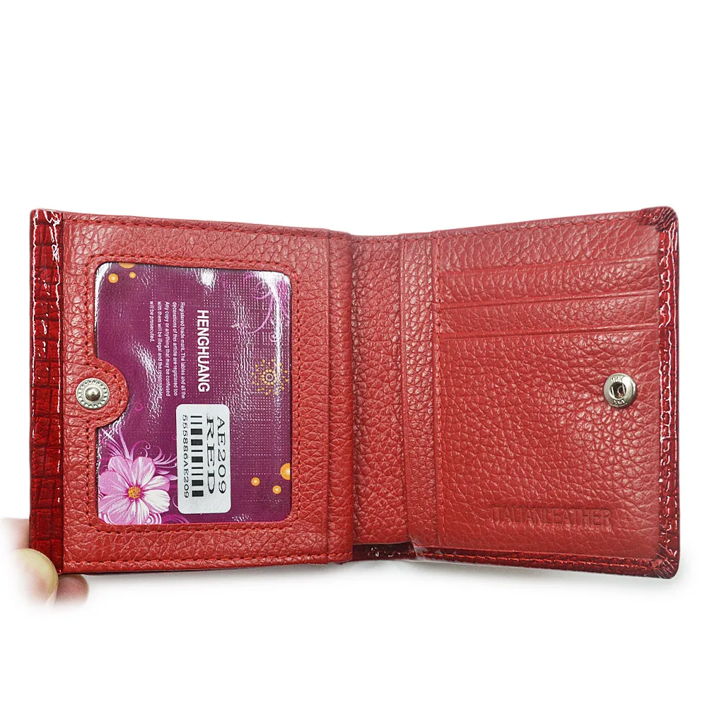 HH Women Wallet Patent Leather Lady Short Hasp Zipper Coin Card Holder Purse Mini Wallets Female Luxury Alligator Purses Clutch