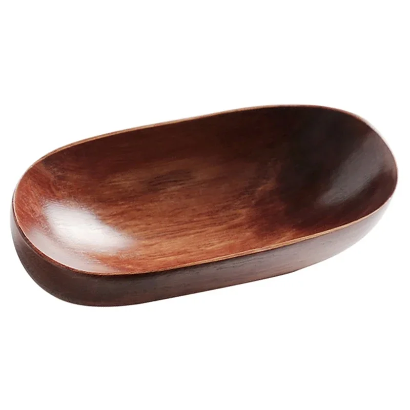 Wood Oval Solid  Pan Plate Fruit Dishes Saucer Tea Tray Dessert Dinner   Serving  Tableware Kitchen  Trinket