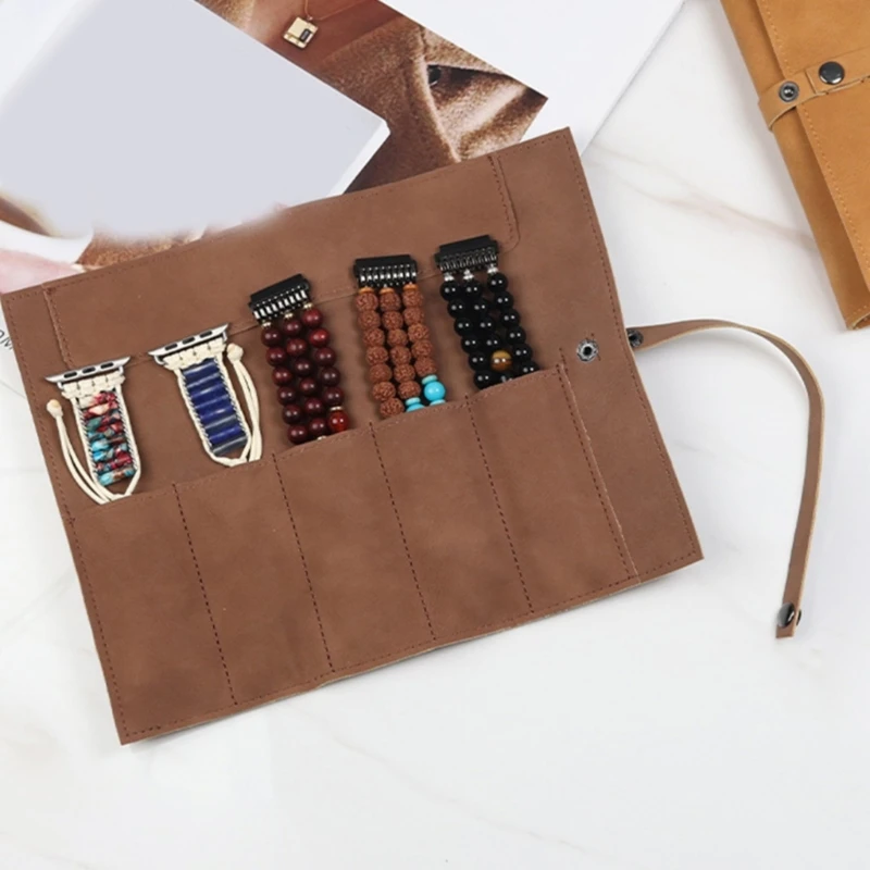 Rolo armazenamento relógio luxo, solução elegante para viagem, capa smartwatch com organizadores banda, bolsas