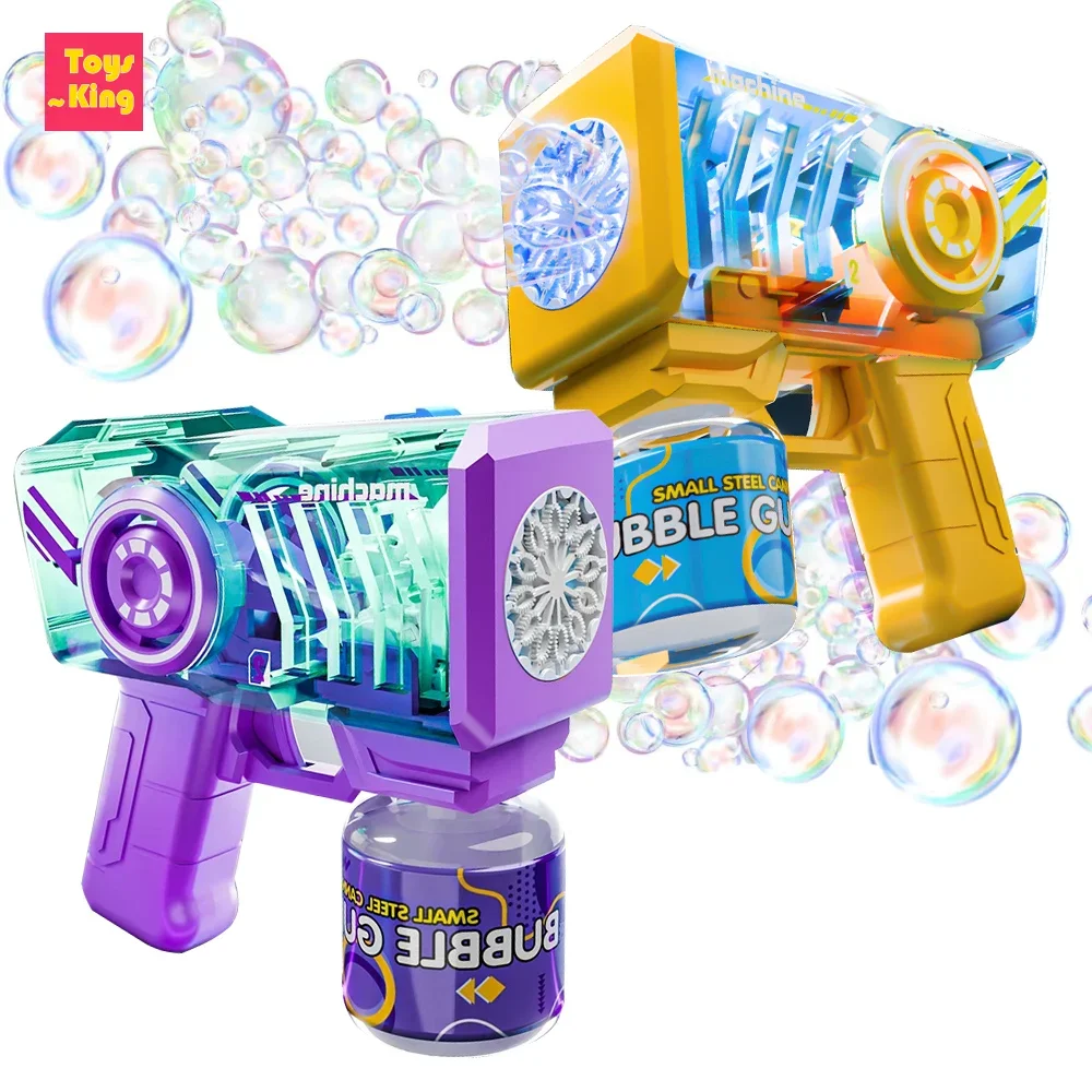 Automatic 12 Holes Handheld Bubble Machine With Spray Cool Light Soap Blowing Bubble Kids Toy Outdoor Party Game Christmas Gifts