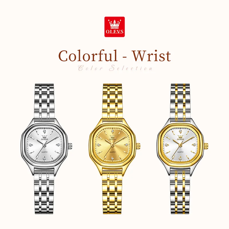 OLEVS 5888 Ladies Watches Gold Original Elegant Fashion Square Quartz Watch Waterproof Watches For Man Gifts Box Reloj