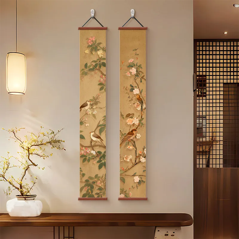 Zen Wall Art Poster - Chinese Style Bird Scroll, Minimalist Asian Decor for Office, Tea Room, Home, Aesthetic Room Wall Decor
