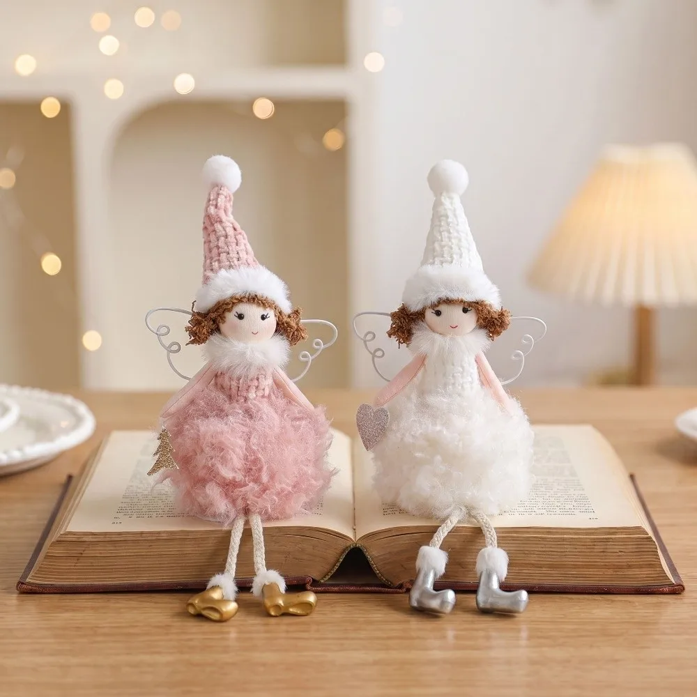 Sitting Posture Angel Girl Figurine Christmas Tree Decor Desktop Ornament Doll Wings Design Fairy Elf Figurine Festive Gift