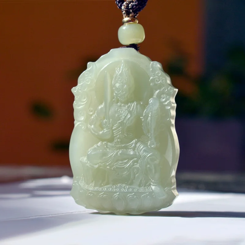 

Natural Hetian Qinghai Material Rooster Guardian Inamori Men'S Necklace Pendant Jade