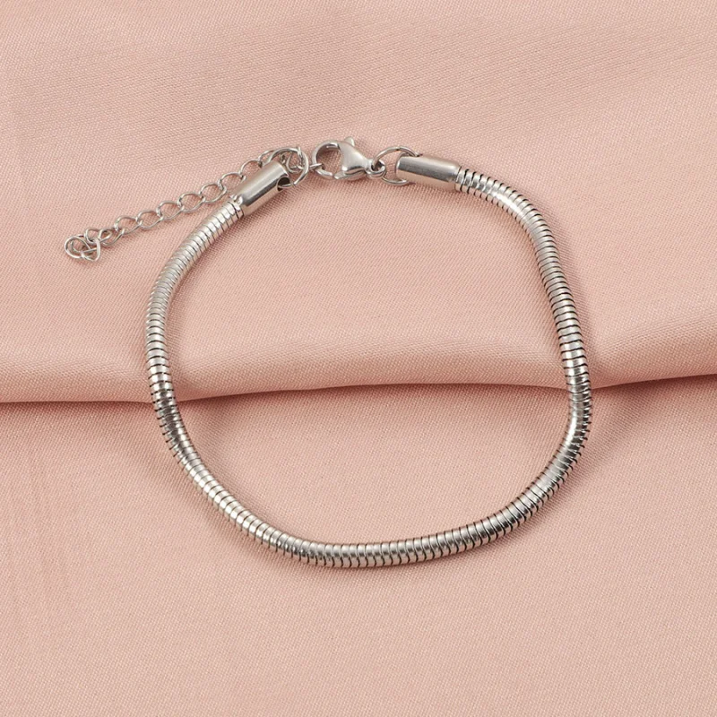 20pcs 3MM 18+5 Inch Round Snake Chain Bracelet Anklet Set Stainless Steel Couples Fashion Accessories Trendy Versatile