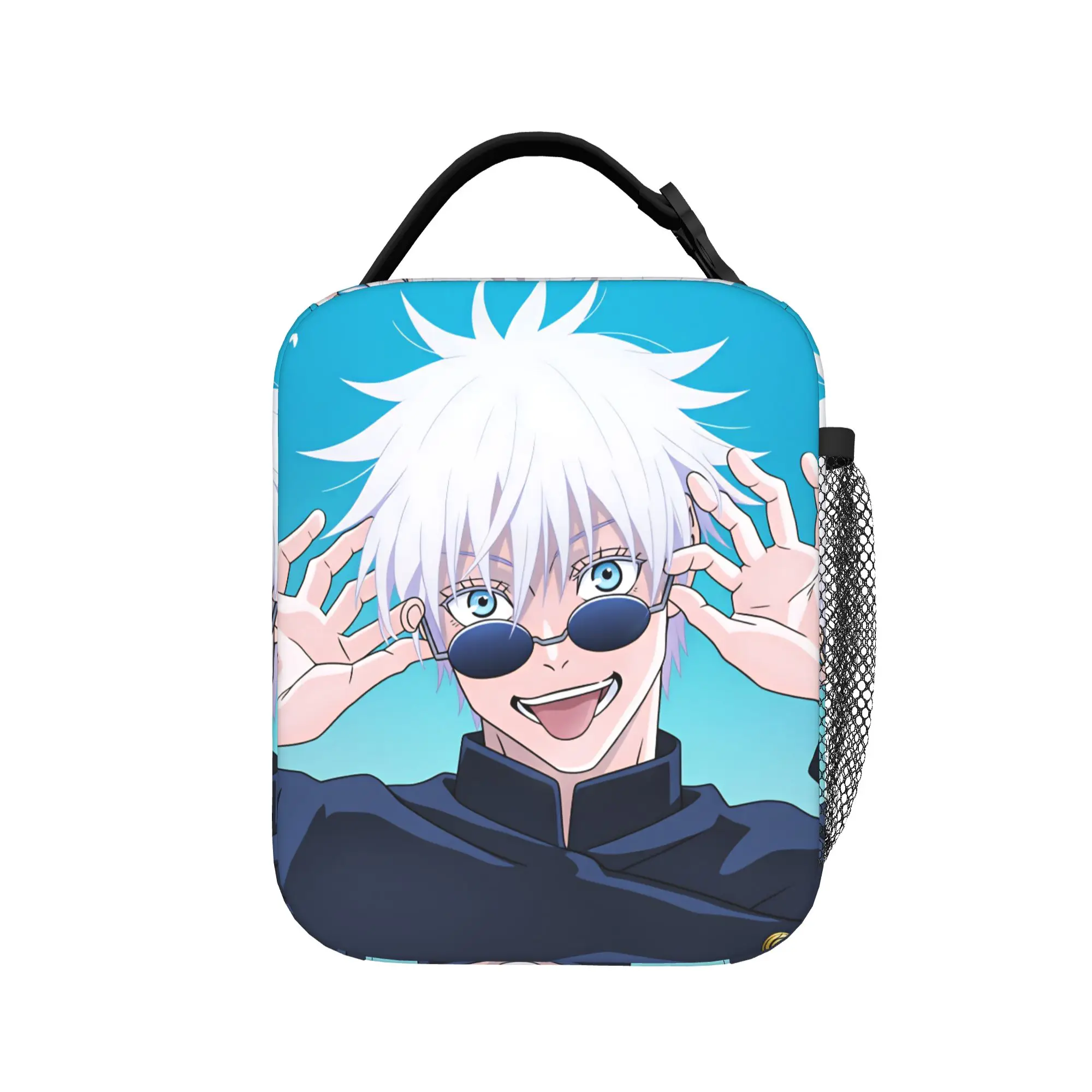Satoru Gojo Comic Animation Lunch Bag  Kawaii Lunch Box For Men Outdoor Picnic Portable Cooler Bag Oxford Custom Tote Food Bags