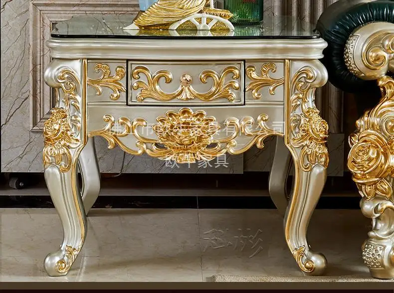 European-style square table, American-style luxury living room drawer square table, phone edge corner, storage cabinet, gold and