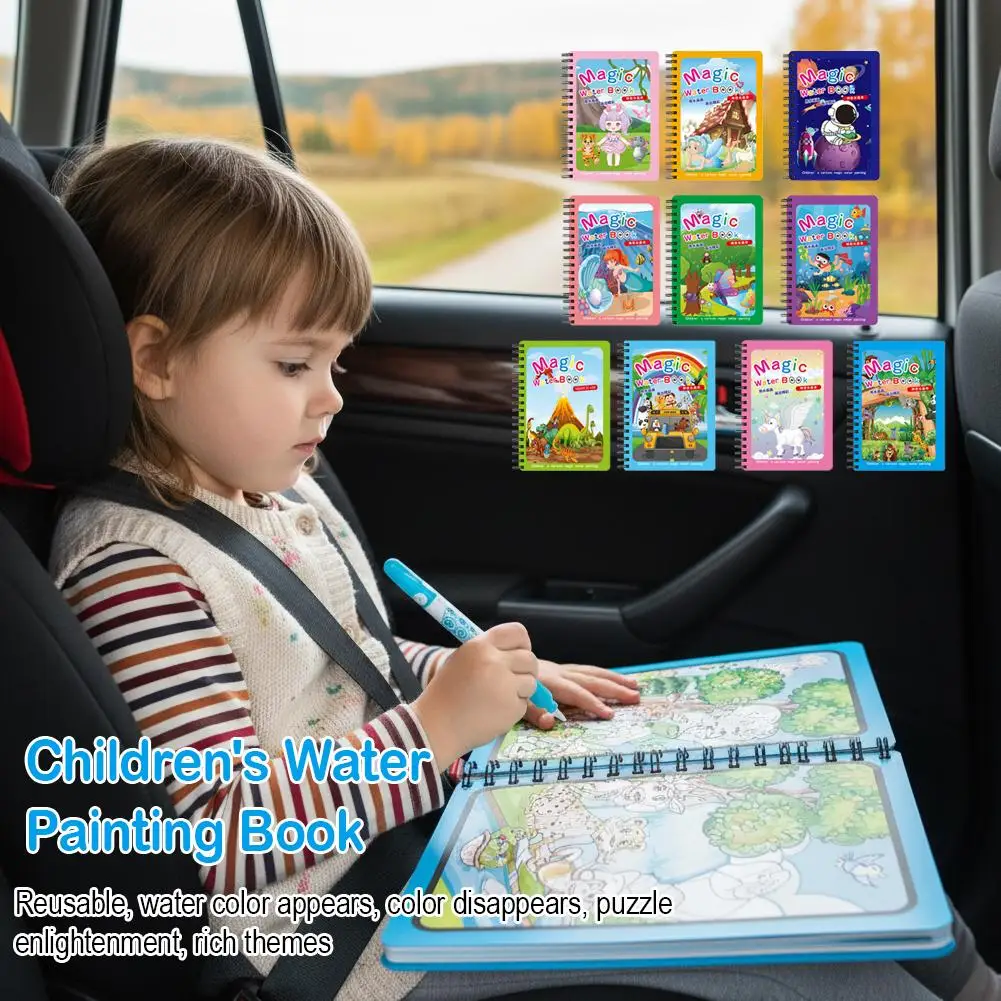 Magic Water Coloring Book Reusable Drawing Pad for Toddlers Disappearing Ink Painting Book Montessori Learning Toys for Kids