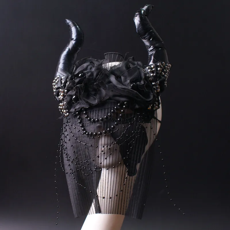 

Halloween Demon Sleep Spell Dark Party Gothic Witch Props Horn Mask Suitable for Stage Gatherings Role-playing Fashion Shows Etc