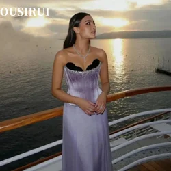 OUSIRUI Strapless Chiffon Evening Dresses Elegant Sequins Floor Length Charming Purple Sweetheart Lace Up Party Prom Gowns 2024