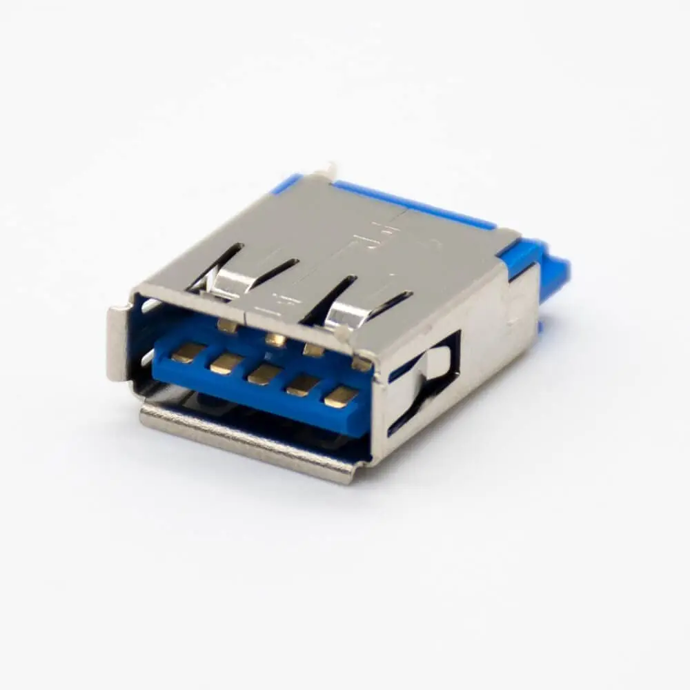 USB Type-A Female Straight 9-Pin Connector with Curled  | Welding & Panel Mount PCB Terminal Adapter
