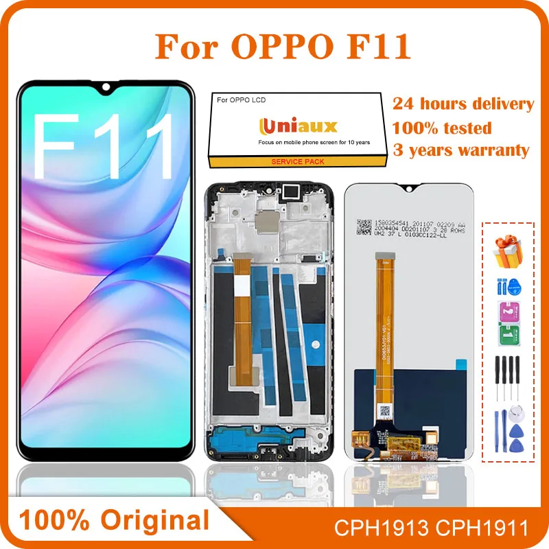 

Оригинальный сенсорный ЖК-экран 6,3 дюйма для OPPO F11, дигитайзер с рамкой для OPPO F11 CPH1913 CPH1911, ЖК-экран