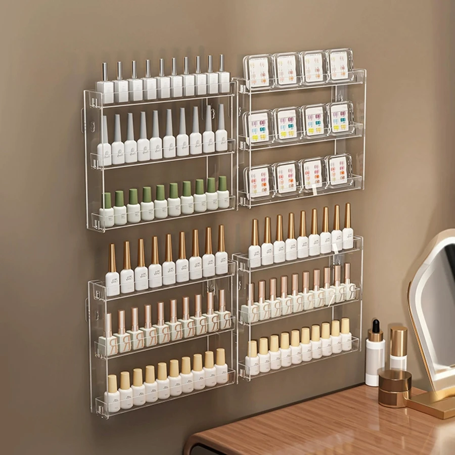 Nail polish display shelf, transparent, multi-layer storage shelf, nail polish tools, nail polish storage box