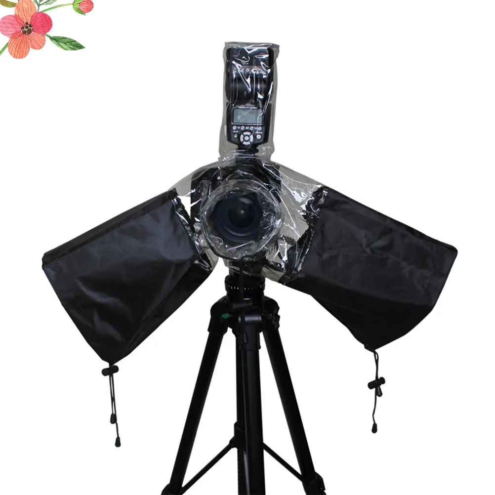 Camera Rain Cover Black Waterproof Dustproof Drawstring Arm Protectors Lens Protective Cover Universal Use Outdoor Shooting