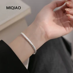 MIQIAO 925 Sterling Silver Bracelet Weaving Ripples Bracelet Jewelry Women's Hand Bracelets Chain Luxury High Quality Fine