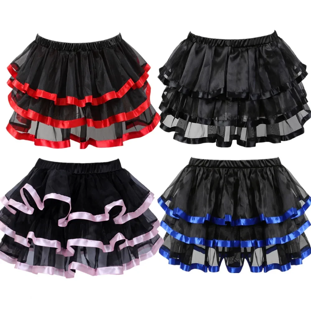 Sexy Mini Tutu Skirt Ladies Party Dance Short Skirts Summer Multilayer Mesh Pleated Women Costume Gothic Vintage Corset Skirts
