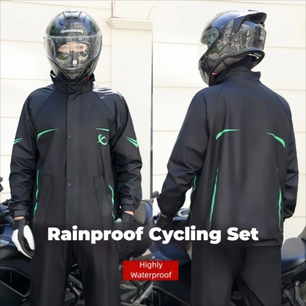 

Full Body Raincoat and Rainpants Suit with Reflective Strip Rainstorm Prevention Men's Riding Raincoat Waterproof Split Raincoat