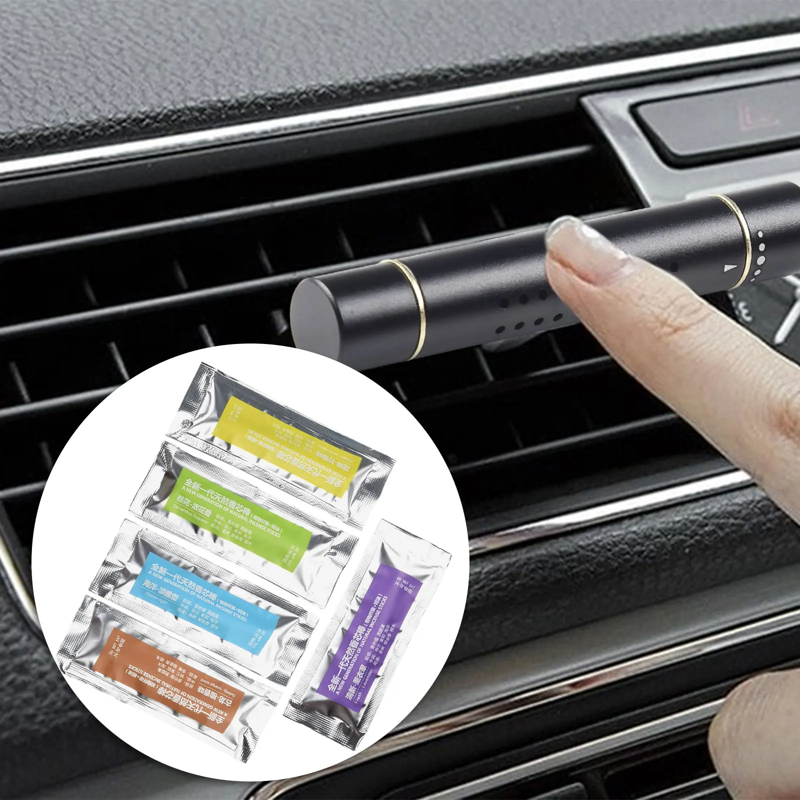 2024 Car Perfume Auto Air Freshener Outlet Vent Car Air Conditioning Clip Diffuser Solid Perfume With 5 Sticks