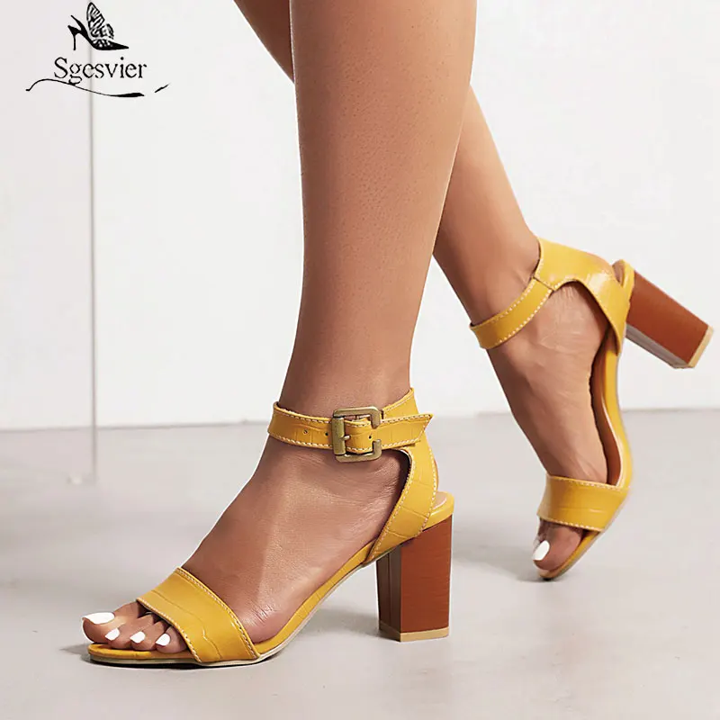 Sgesvier Sexy Women sandals 2022 Female chunky heel Heels Women Buckle Fashion High Heels Sandals Ankle Strap Party Work shoes