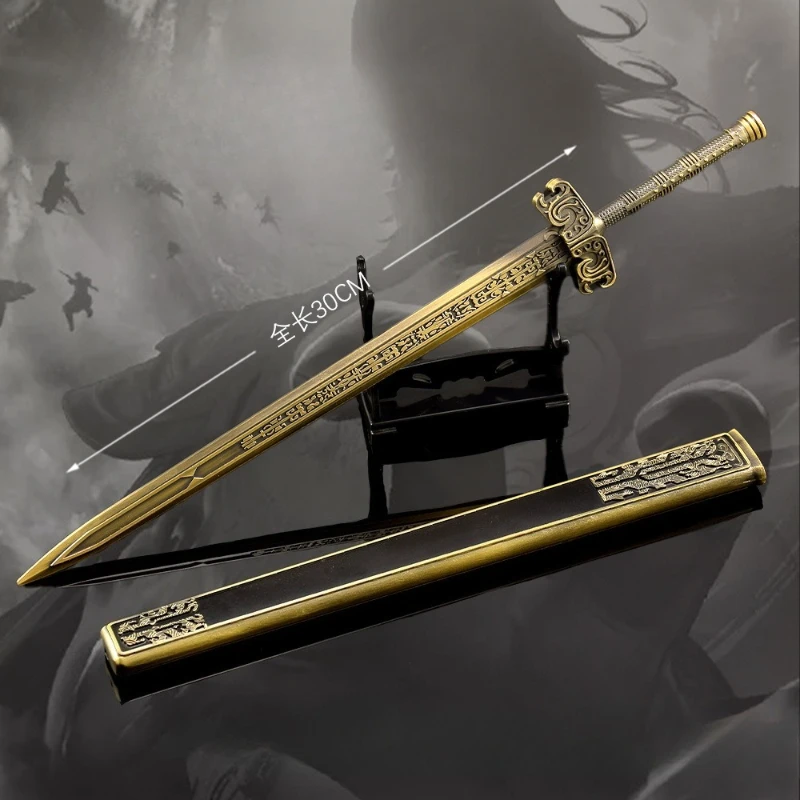 30cm/11.81in Młodzież i złota trumna Anime Model broni peryferyjnej Żelazny koń Lodowiec Pasek Pochwa Metalowa ozdoba rękodzielnicza Chłopiec