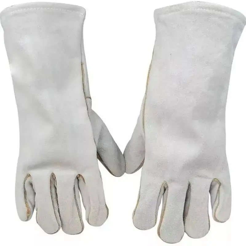 1 pair electric welding gloves high temperature insulation safety wear-resistant fireproof line cowskin weld protector gloves