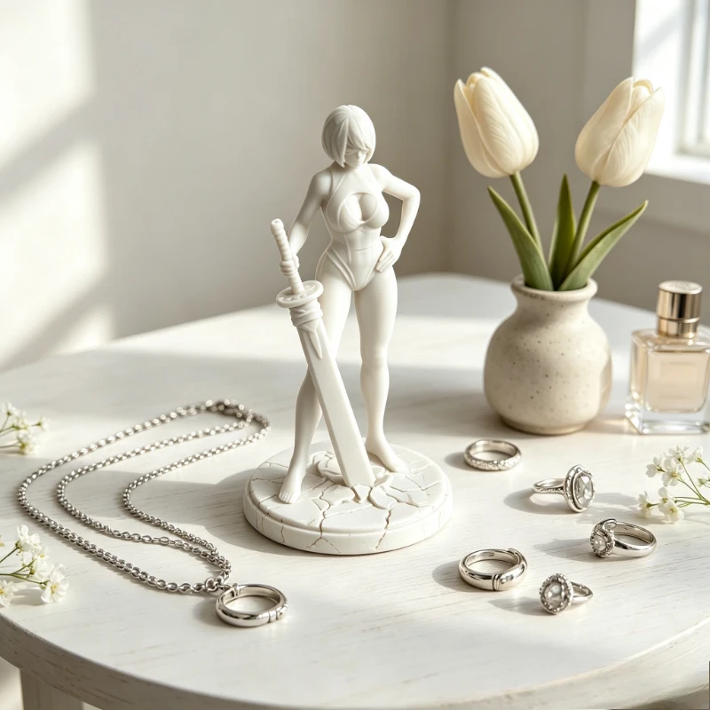 1PCS 3D Relief Nier Automata 2B Figure Ornament, DIY Paint Collectible Statue | Centerpieces, Party Supplies, Decorations view 3