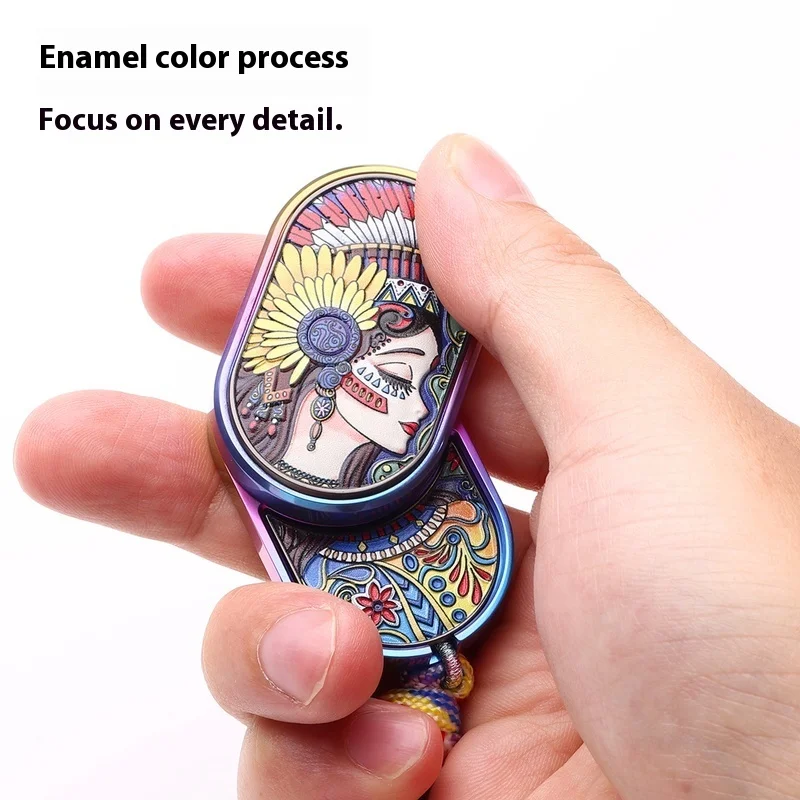 Indian Girl Ritmische Mechanische Duwplaat Metalen Edc Stressverlichtend Speelgoed Met Mes Hanger Fidget Spinner Voor Stress Relief
