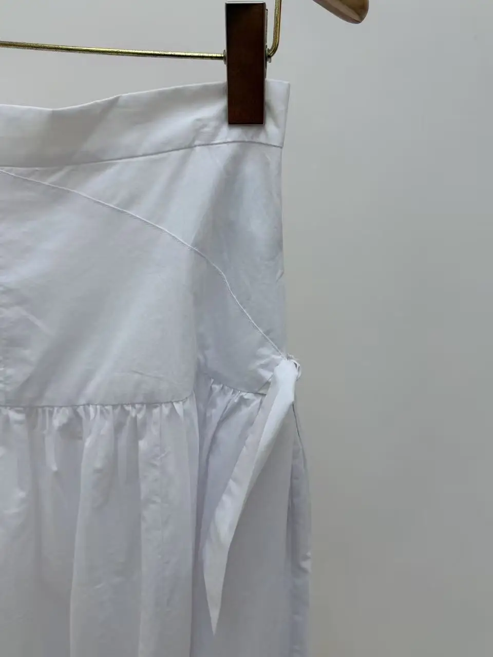 

Women's Pleated Design Skirt Waist Lace-up Versatile White Cotton Lady Fashion Midi Jupe 2026 Spring Summer