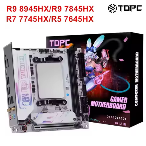 Topton AMD Ryzen 9 8945HX R7 7745HX 4-Bay NAS Motherboard 2*M.2 NVMe 4*SATA PCIe4.0X16 2.5G LAN WiFi6E Mini ITX Gaming Mainboard