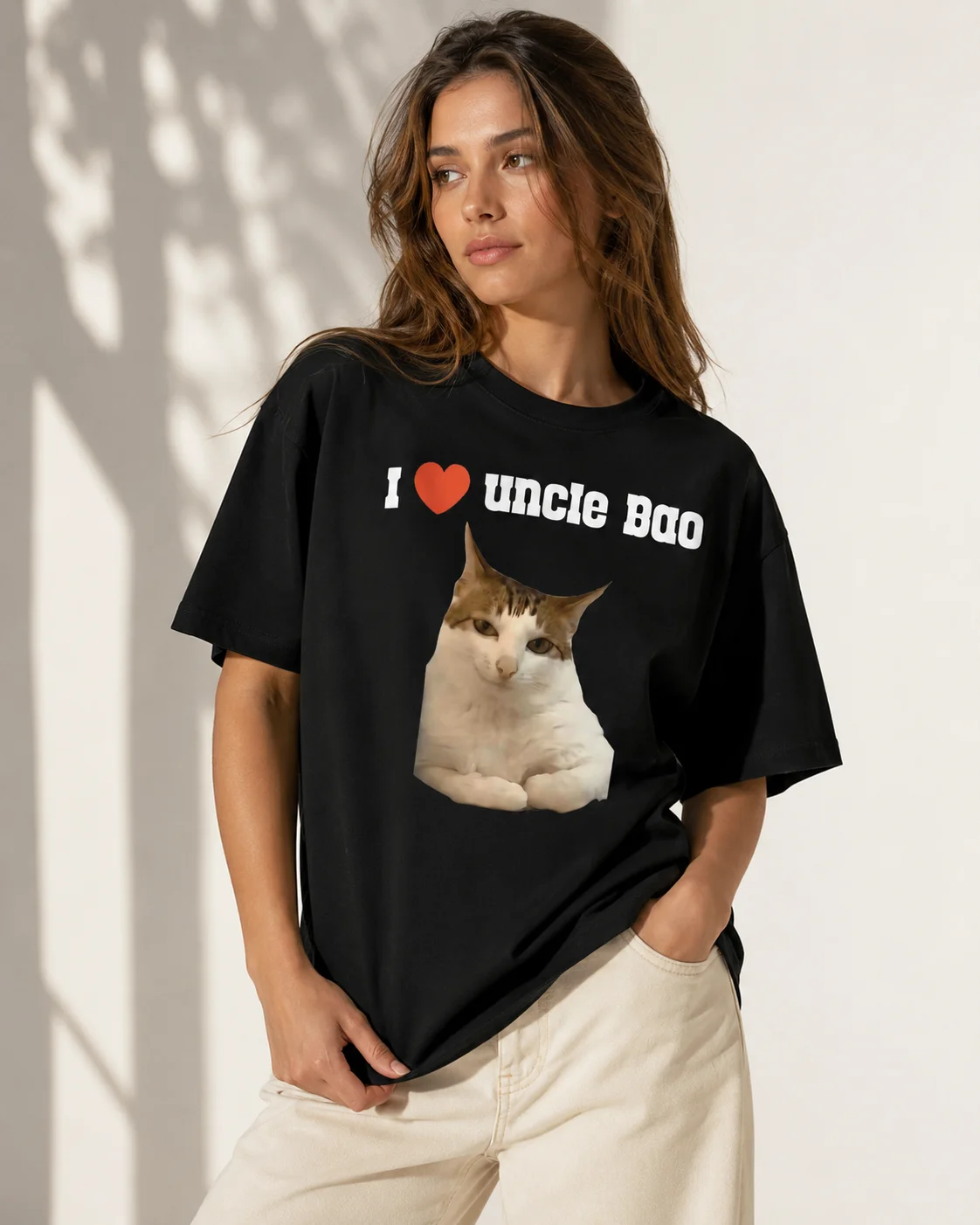 I Love Uncle Bao Funny Pattern T-shirt Retro Humor Y2k Classic Fashion T-shirt Women's Cotton Loose T-shirt Street Wear