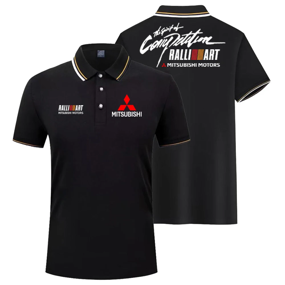 2025 New Mitsubishi Men's T-Shirt Lapel Short Sleeve Polo Shirt Breathable Fashion Casual Racing Team Jersey