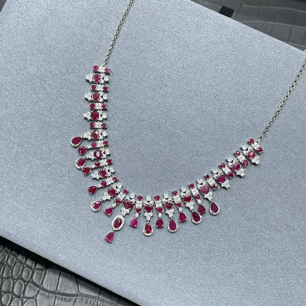

Ожерелье из натурального рубина, серебро 925 пробы, прозрачный кристалл, огненно-красный драгоценный камень, ювелирные изделия