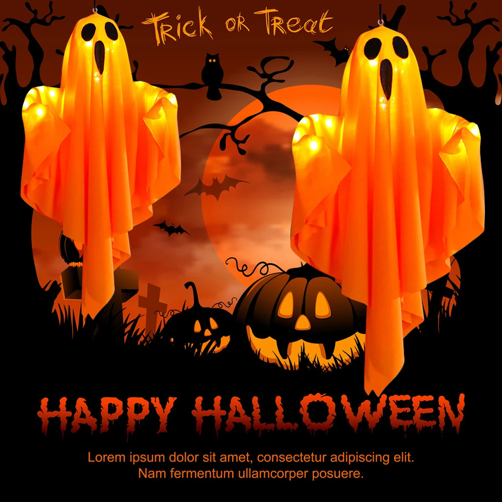 1/3PCS Spooky Ghost Halloween Decoration Waterproof Halloween LED Fabric Hanging Ghost Light for Lawn Garden Home Party Decor