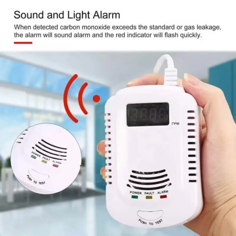 Plug in Natural Gas Detector and Carbon Monoxide Alarm and Combustible Gas Detector Combo Voice & Light Alarm