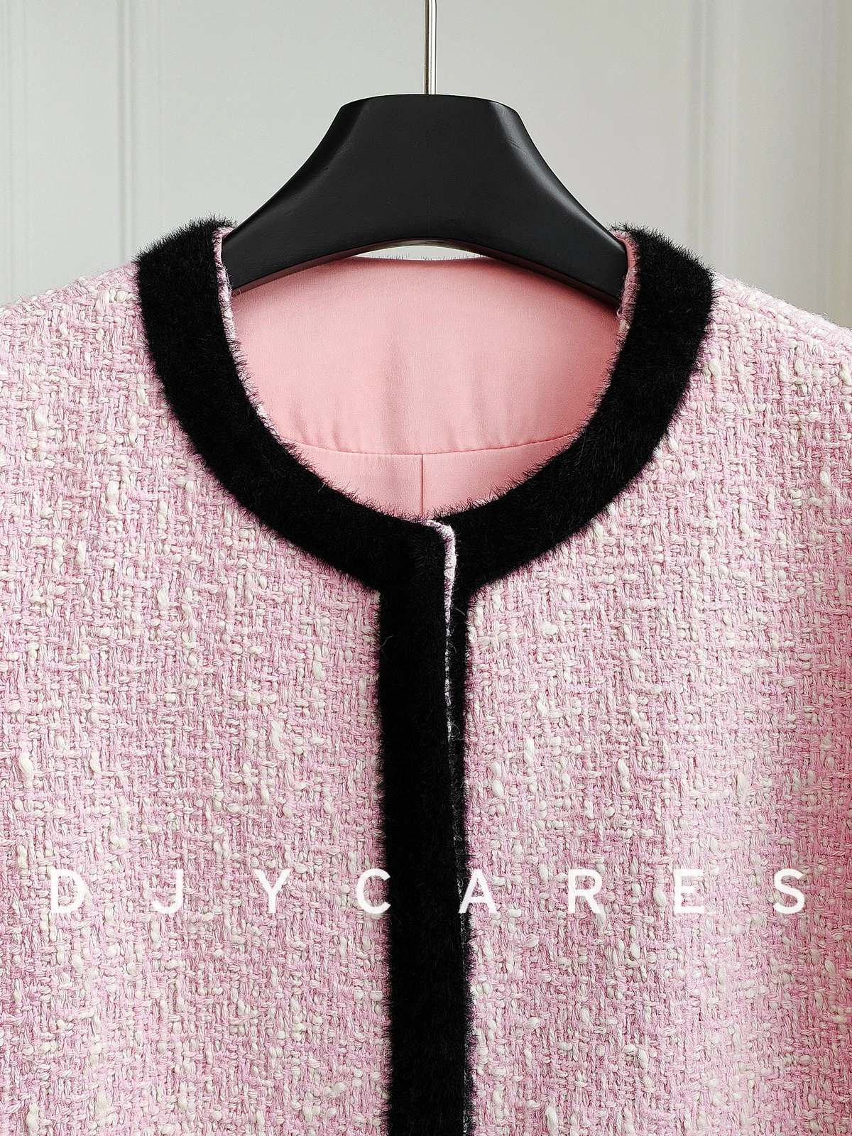 New Thick contrasting color coat with coarse tweed splicing, high-end top big  size