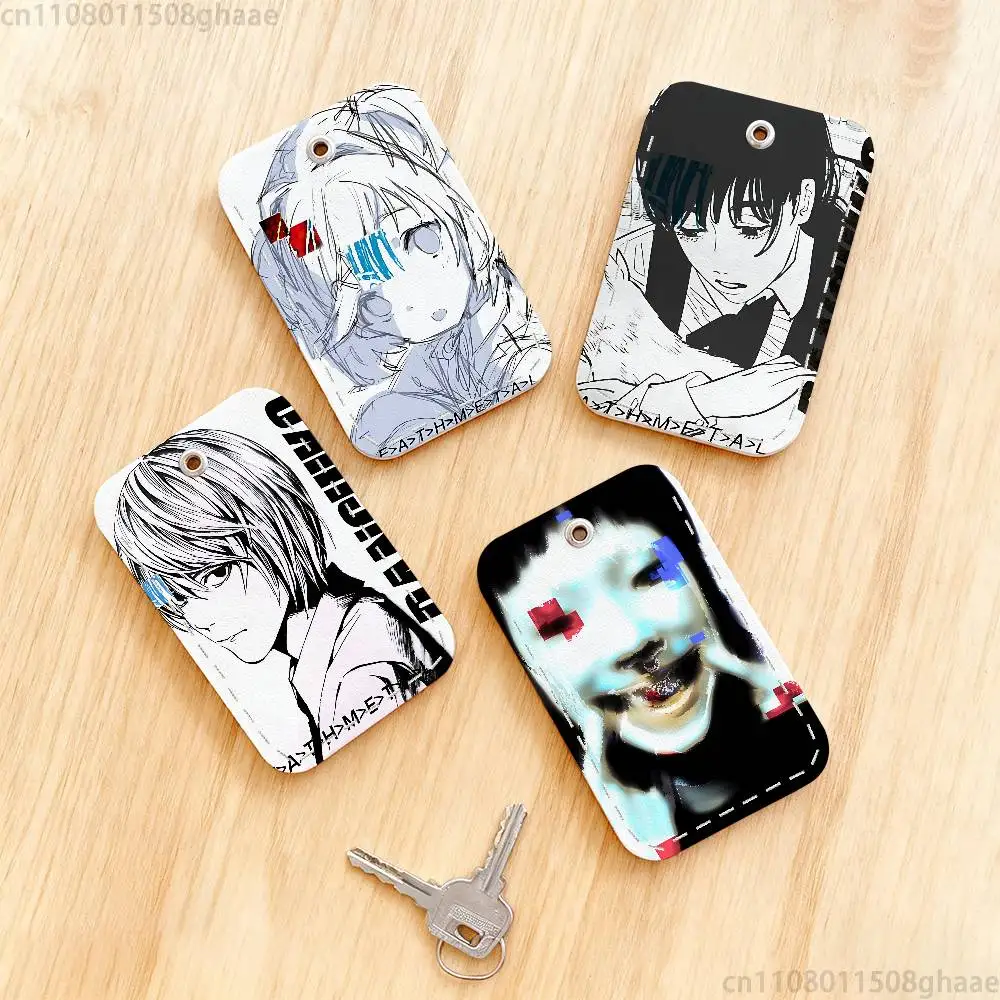 

Panchiko DEATHMETAL Rectangle Card Case Keychain Access Card Bag Key Tag Ring Leather Card Holder Key Ring Access