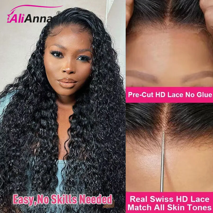 Glueless Wig Human Hair Ready To Wear Pre Cut Wig Curly Human Hair Wig Transparent  4x4 Lace Wigs Preplucked Natural Hairline