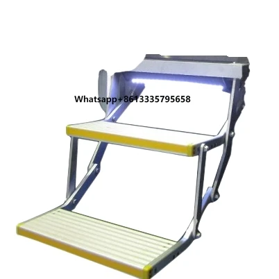 

Electric Folding Double Step for Van Motorhomes Aluminum Alloy Side Fold Running Board with LED Lights Load Capacity 200kg