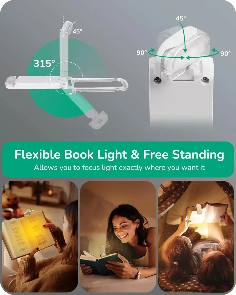 Mini Book Light LED USB Rechargeable Reading Lamp Eye Protection Night Light Portable Clip Desk Light Bookmark Read Lights