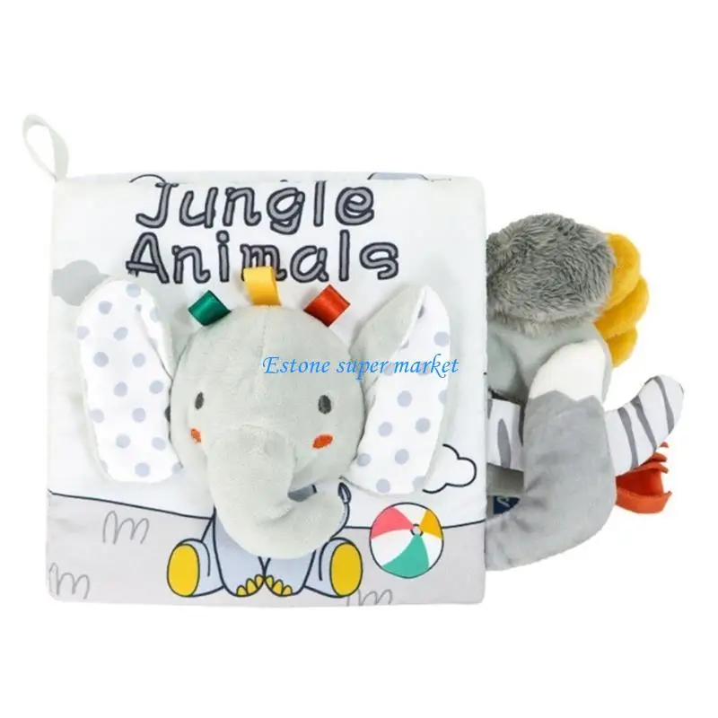 

090B Activity Book Learning Educational Cloth Book Baby Interactive Crinkle Book Baby Cognitive Education Animal Tail Book