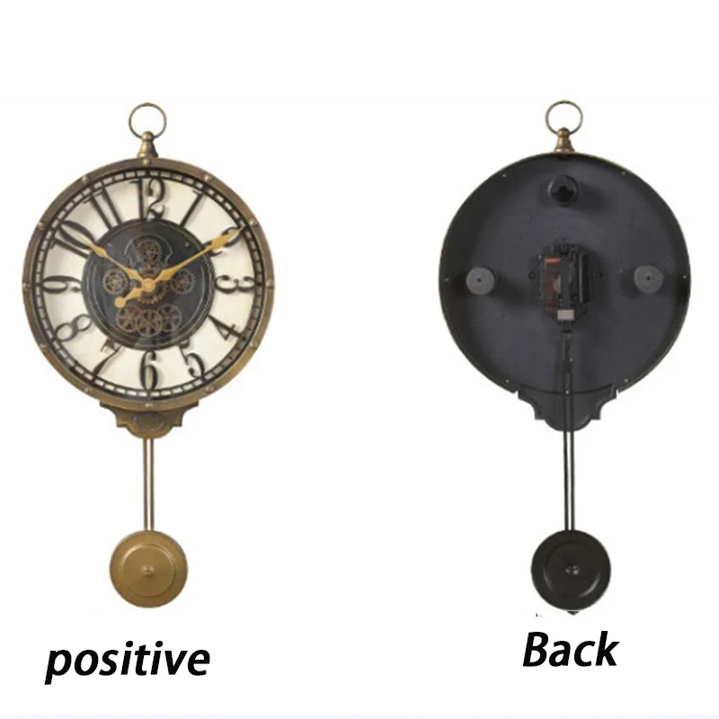 Morden Retro Wall Clock Mechanical Clocks Elegant Home Ornaments Wall House Decoration with Remobile Metal Pendulum Design