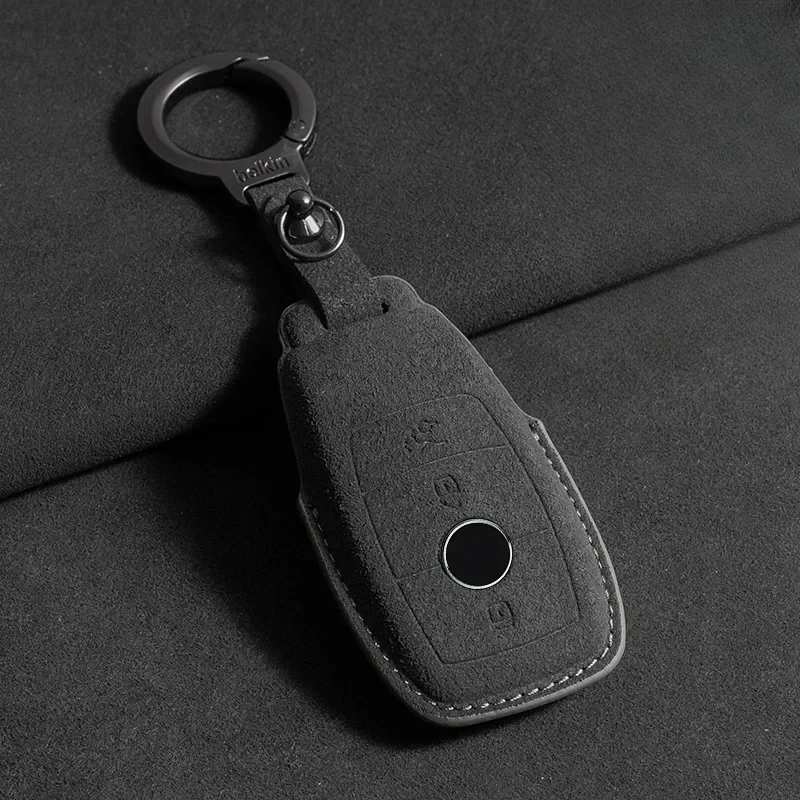 

Suede Car Key Case Cover Protector Shell for Mercedes Benz A C E S G Class GLC CLE CLA GLB GLS W177 W205 W213 W222 X167 AMG