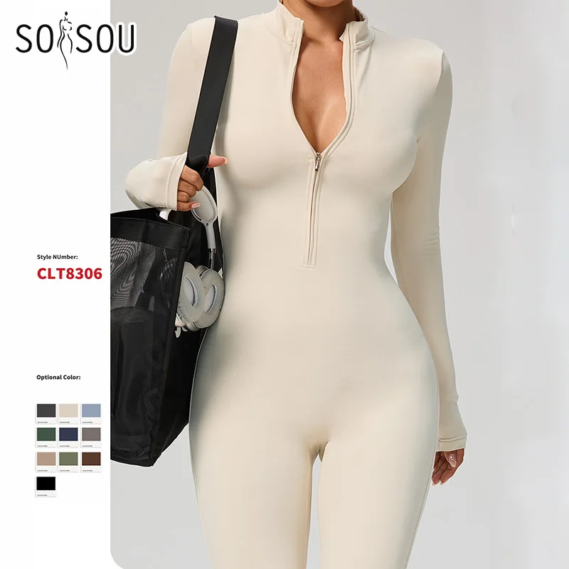 

SOISOU One Piece Jumpsuit Women Quick Dry Clothing Sportswear Woman Gym Yoga Sport Sets Workout Sets Women Tracksuit 10 Colors