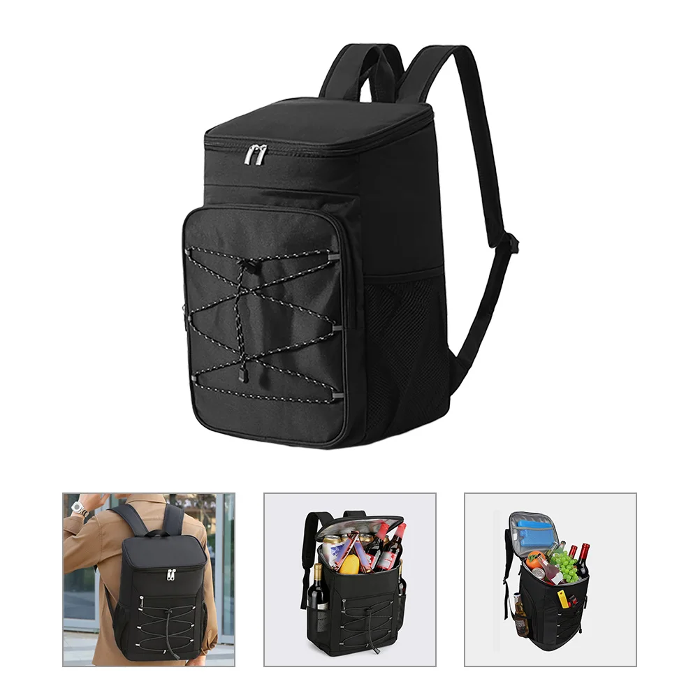 

Термальный рюкзак, изолированный холодильник, большая вместительная сумка для пикника, герметичный портативный контейнер для еды, уличный кемпинг, черный контейнер для хранения