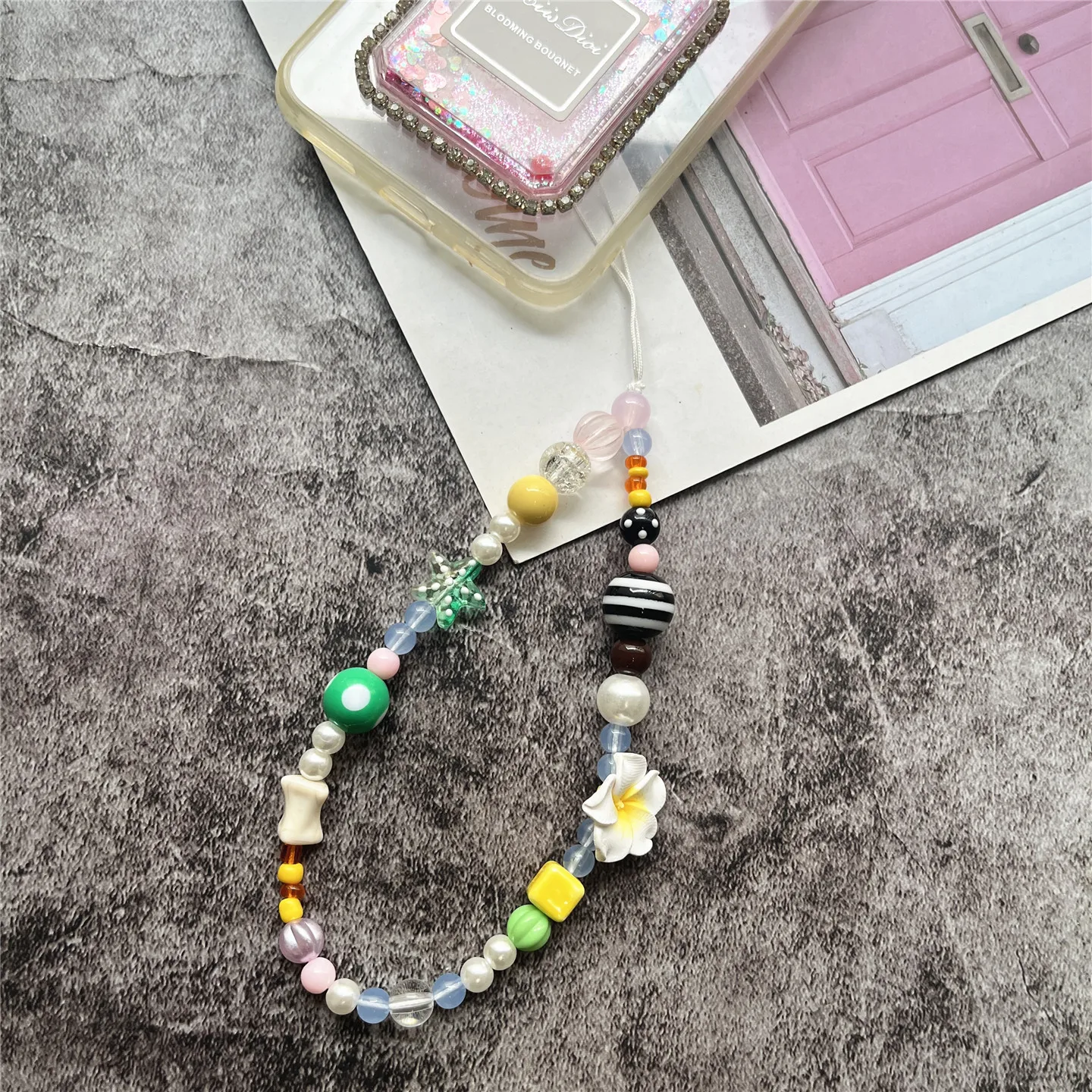 

Phone Jewelry Bead Keyring Pendant for Mobile Accessories DIY Landyard Flower Bracelet Telephone Cellular Charm Wrist Strap