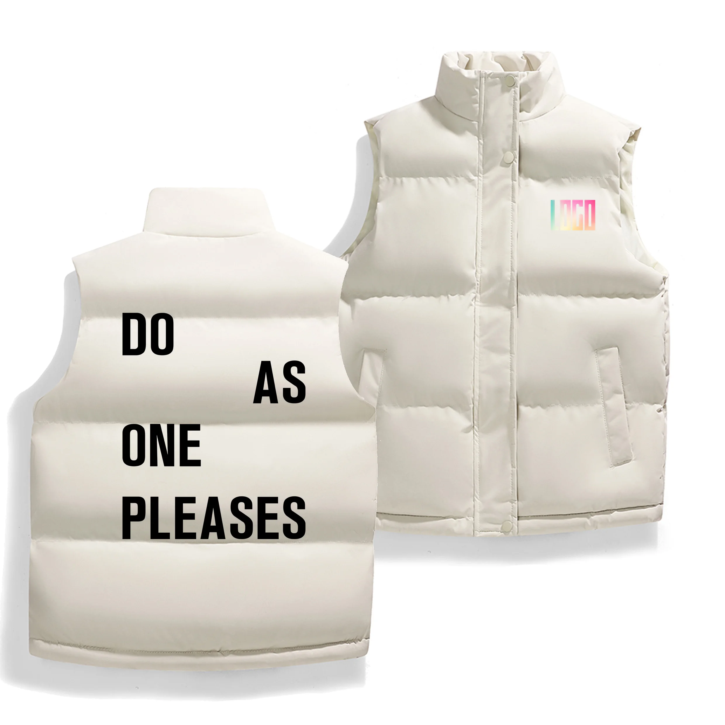 DIY men's cotton lined sleeveless vest, zipper sleeveless jacket, 3D printed sleeveless T-shirt, outdoor vest windproof and warm