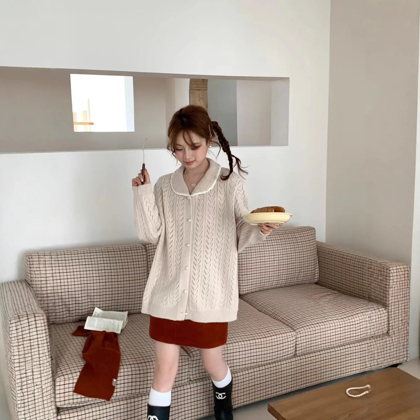 

2025 New Autumn and Winter Korean Style Lazy and Sweet College Style Knitted Sweater for Women, Niche Cardigan for Women