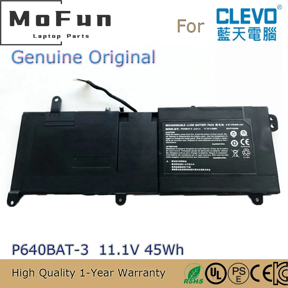 

Brand New Original P640BAT-3 11.1V 45Wh Laptop Battery for Clevo Thunderobot 911ST ST-R1 ST-R2 P641RF 6-87-P640S-4231A